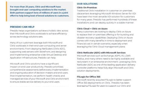 Presidio Citrix and Microsoft Practice