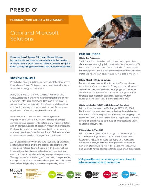 Presidio Citrix and Microsoft Practice