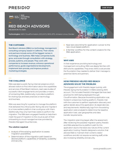 Red Beach Advisors : Driving Business Agility and Cost Optimization through Cloud Transformation