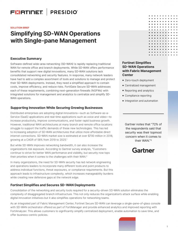 Simplifying SD-WAN Operations with Single-pane Management