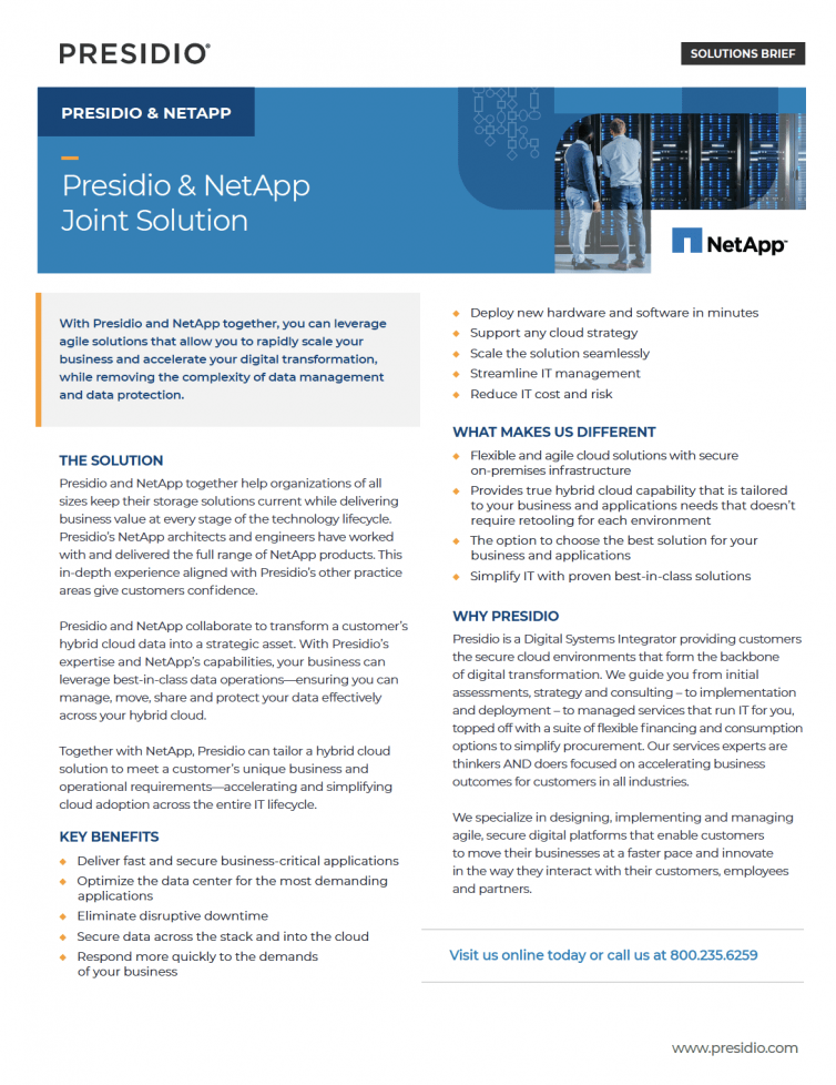 SOLUTION BRIEFS Presidio NetApp