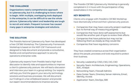 CSF360 Cybersecurity Workshop