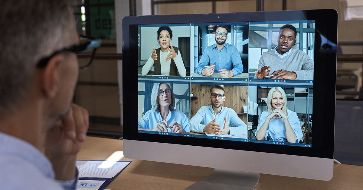 Man on a virtual conference