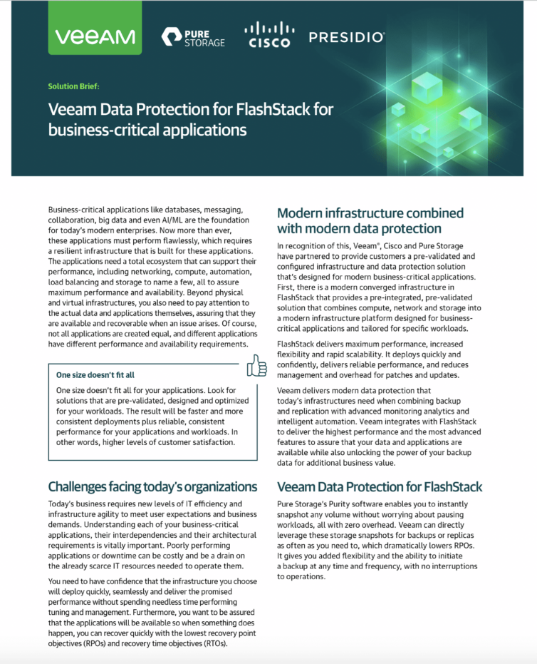 Veeam Data Protection for FlashStack for Business-Critical Applications