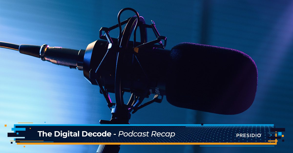 Microphone and title "The Digital Decode Podcast Recap"