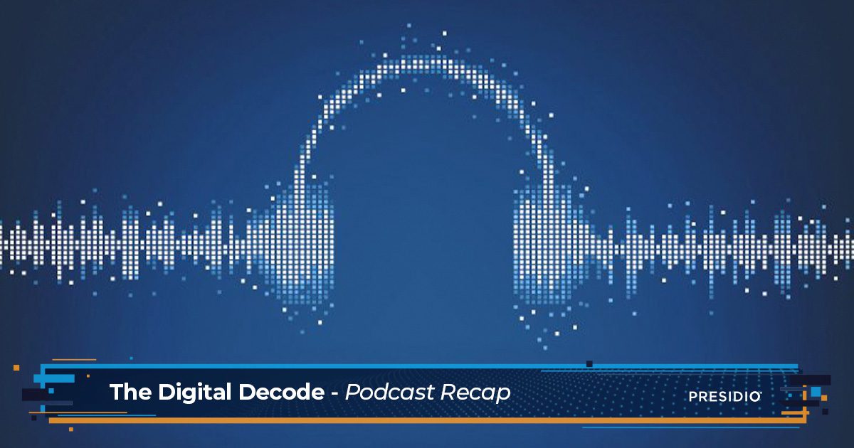 Digital decode podcast recap blog banner with headphones.