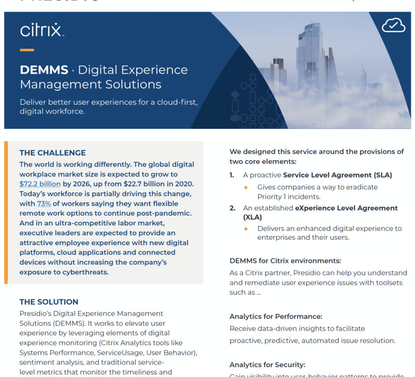 Presidio and Citrix Digital Experience Management Solutions