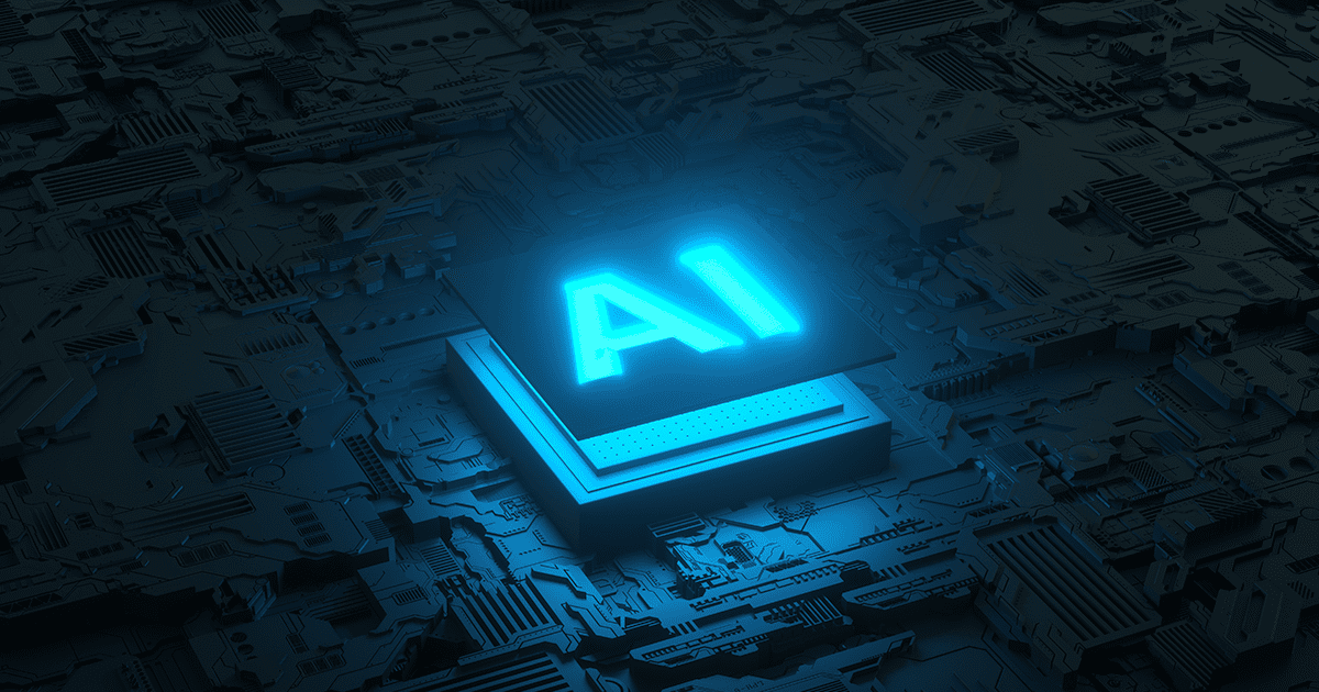 AI layered over circuitboard