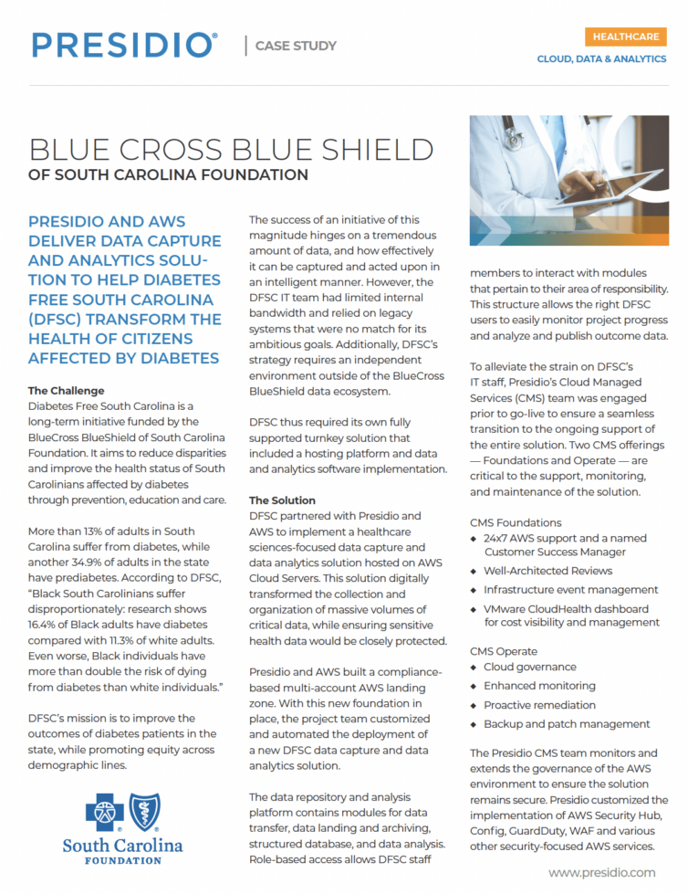 BlueCross BlueShield: Transforming Healthcare with Presidio Solutions