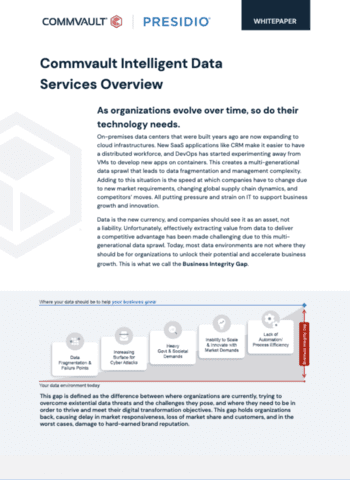 COMMVAULT INTELLIGENT DATA SERVICES OVERVIEW