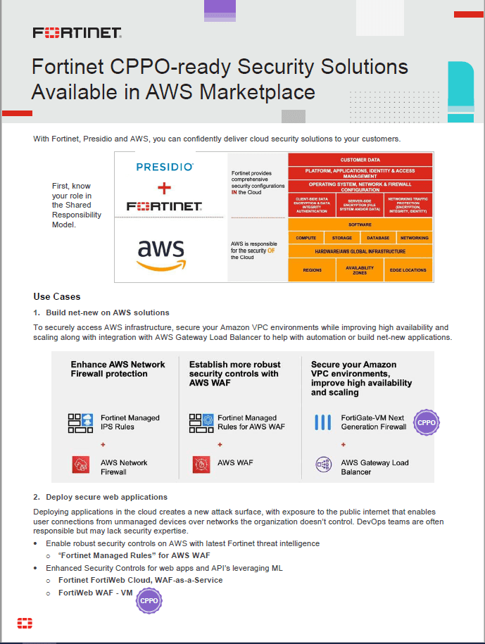 Fortinet CPPO-ready security solutions available in AWS Marketplace