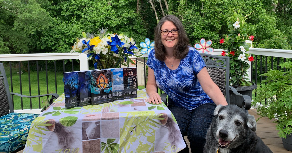 Angela L. with her book series.