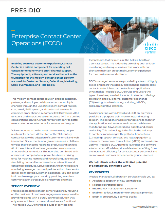 Cisco Enterprise Contact Center Operations (ECCO)