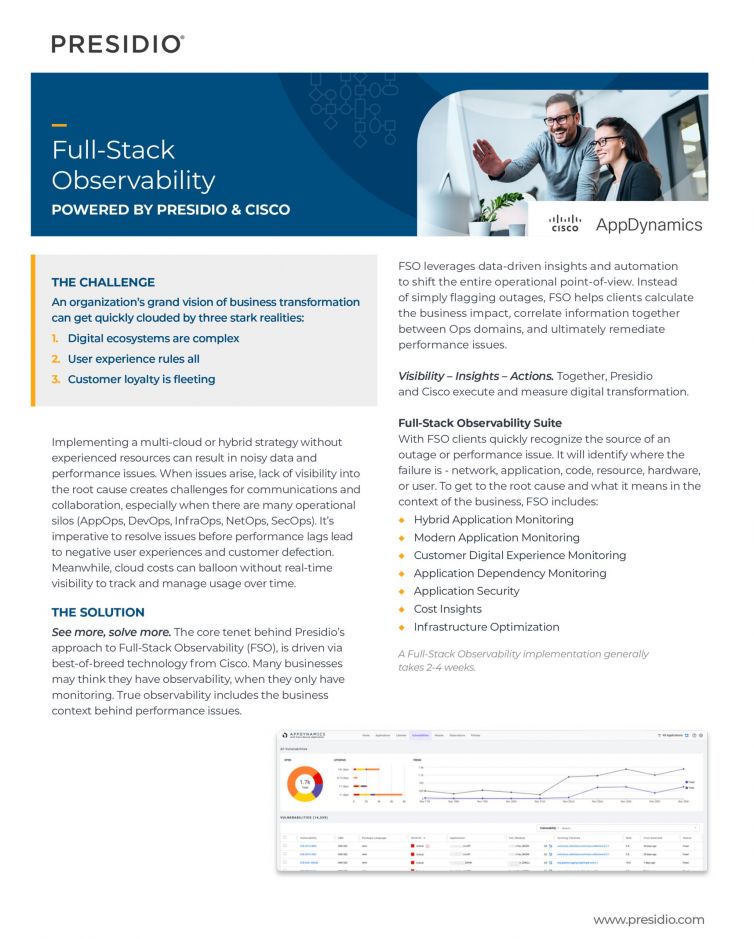 Full-Stack Observability POWERED BY PRESIDIO & CISCO
