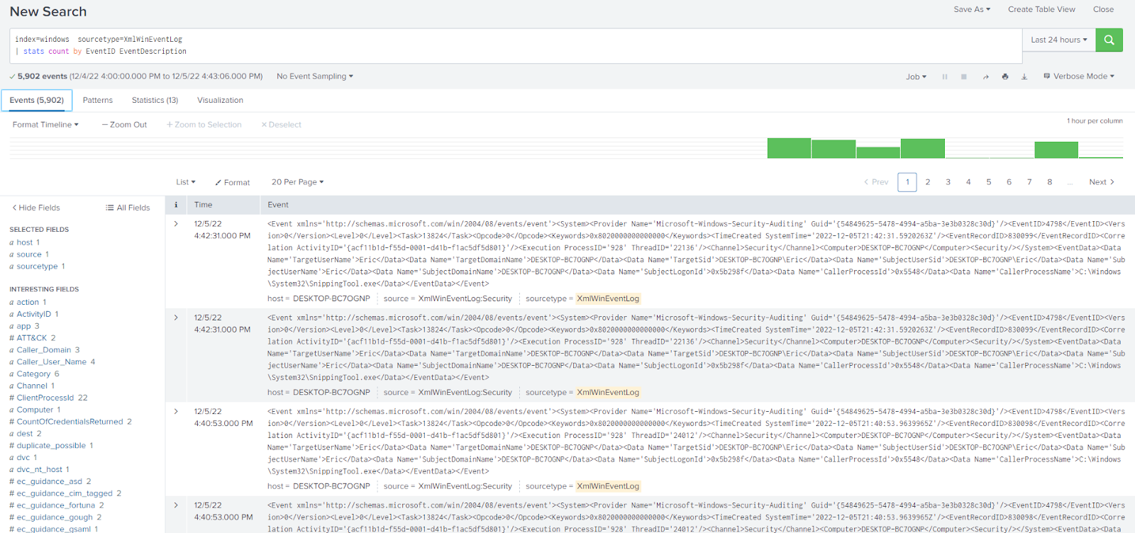 Splunk Search Mode Use Cases in verbose mode