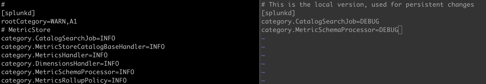 Changing the Default (log.cfg) to the local (log-local.cfg)