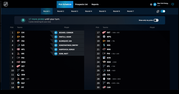 Real Time Club Selections