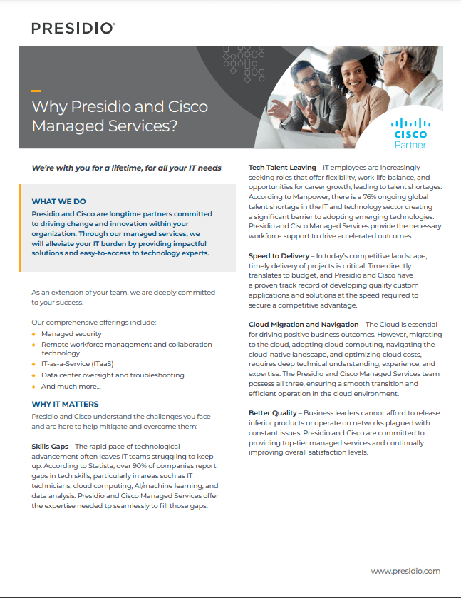 Presidio Cisco Managed Services Lessen IT Burden