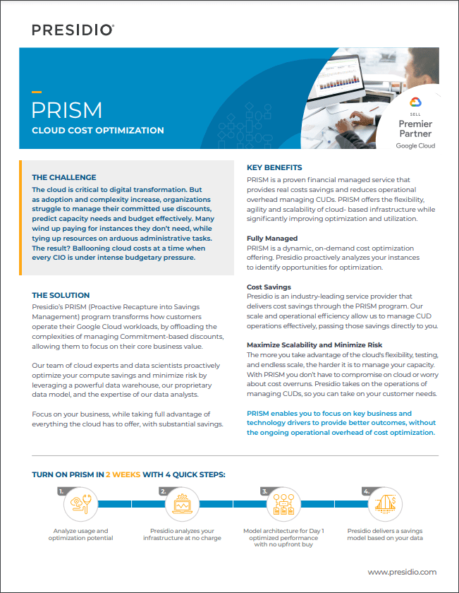 PRISM Cloud Cost Optimization – Google.