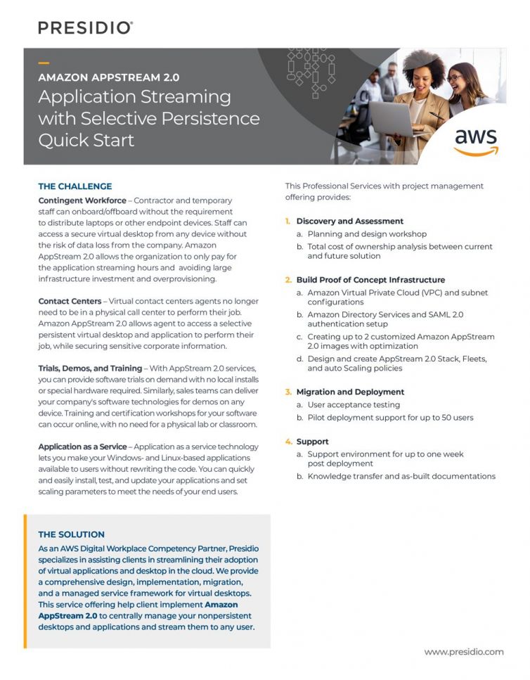 AMAZON APPSTREAM 2.0 Application Streaming with Selective Persistence Quick Start