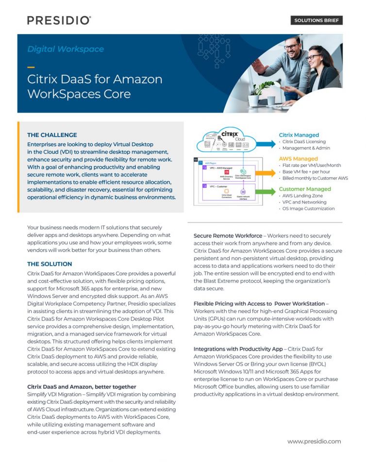 Citrix DaaS for Amazon WorkSpaces Core