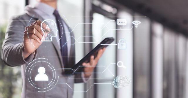 A man using an AI service on his Ipad