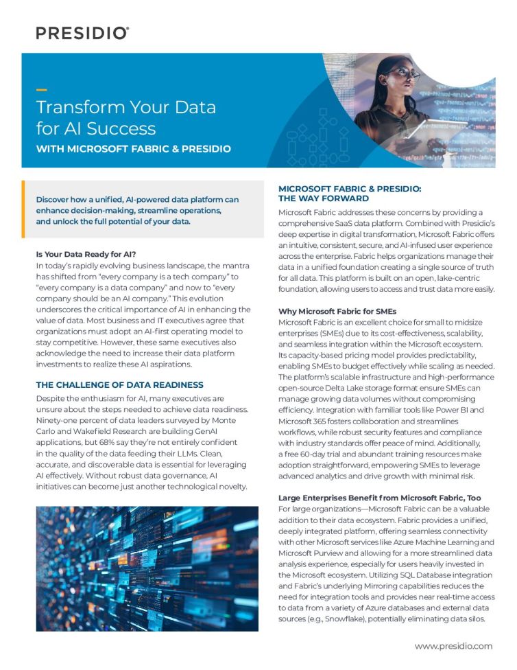 Transform Your Data for AI Success WITH MICROSOFT FABRIC & PRESIDIO