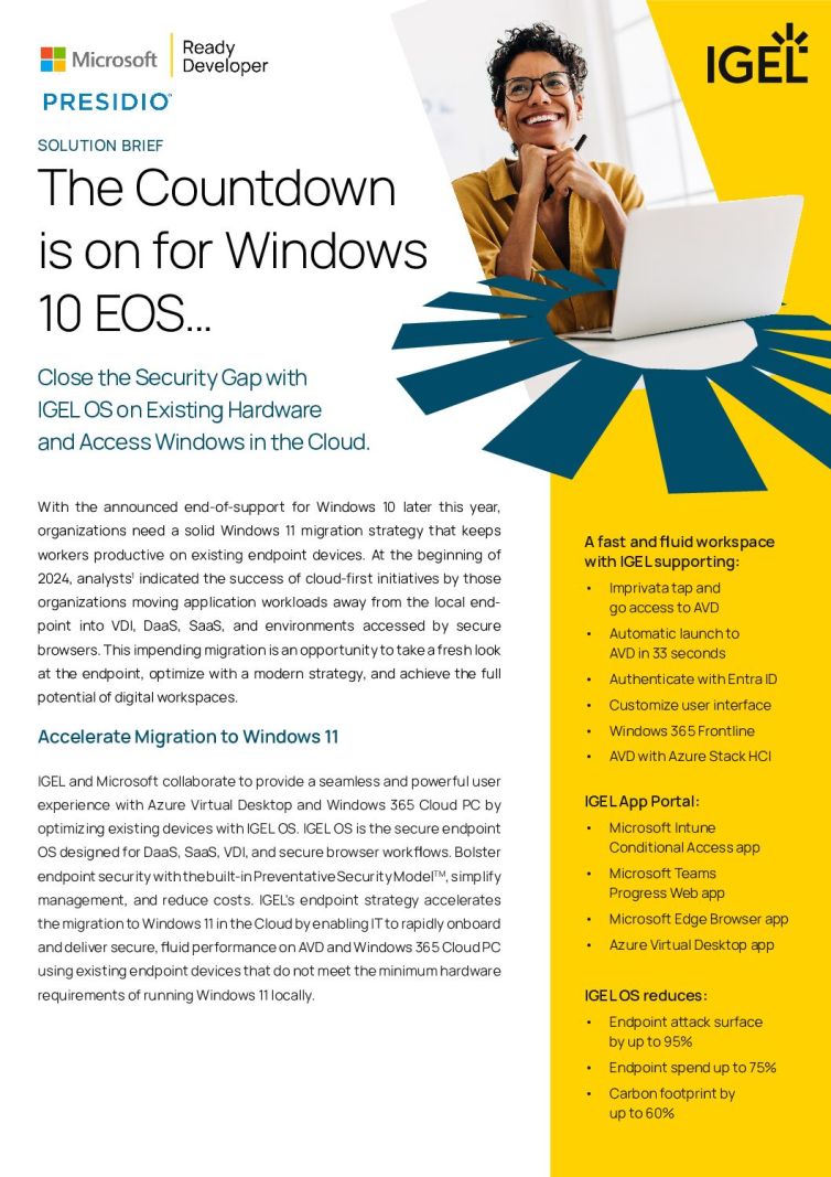 Accelerate your Windows 11 migration in the cloud with IGEL & Presidio