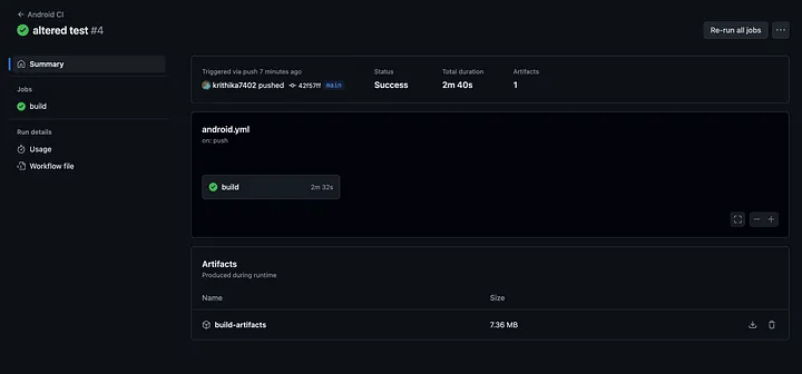 Pipeline success for a Push