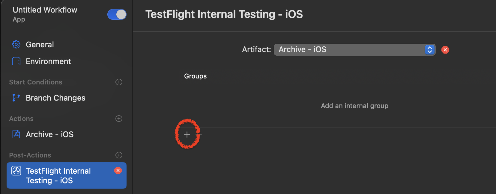 Click the + icon to add the testers group