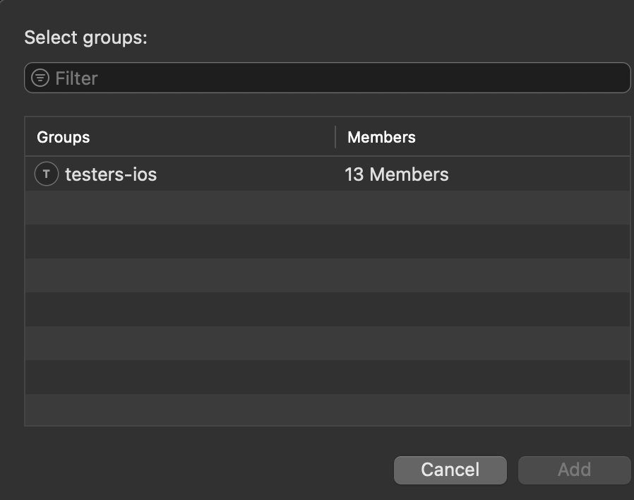 Choose the testers group you have created in Xcode cloud