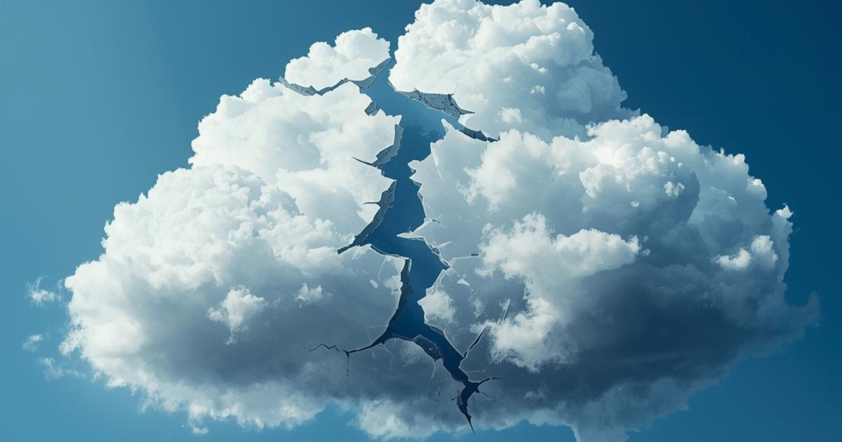 a cloud that looks like it is broken with a crack down the middle