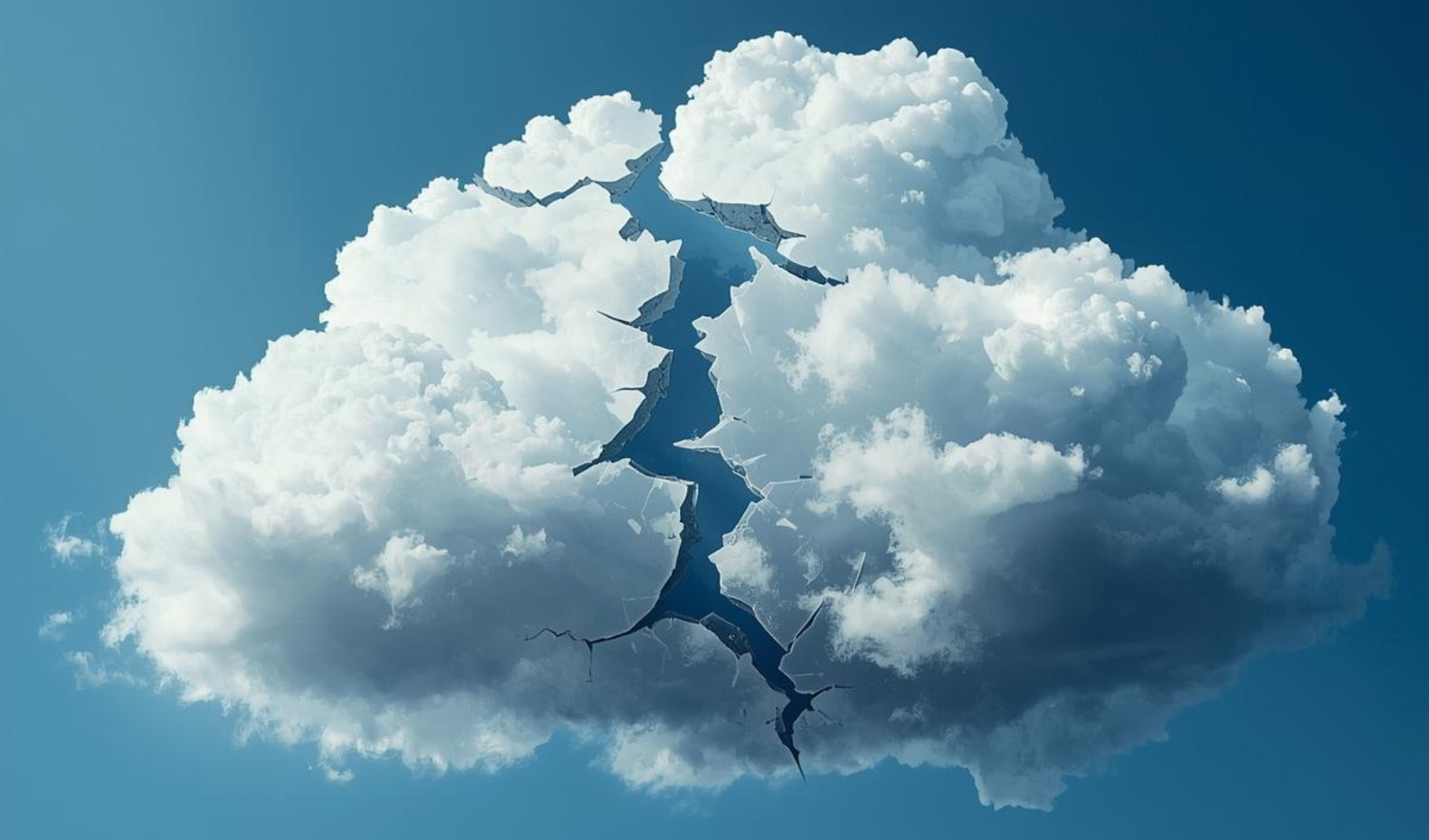 a cloud that looks like it is broken with a crack down the middle
