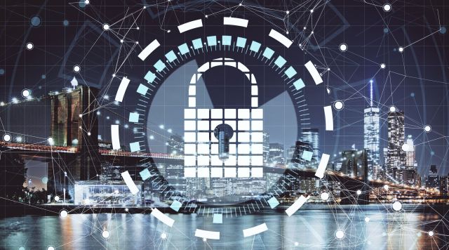 Abstract AI Interpretation with a padlock