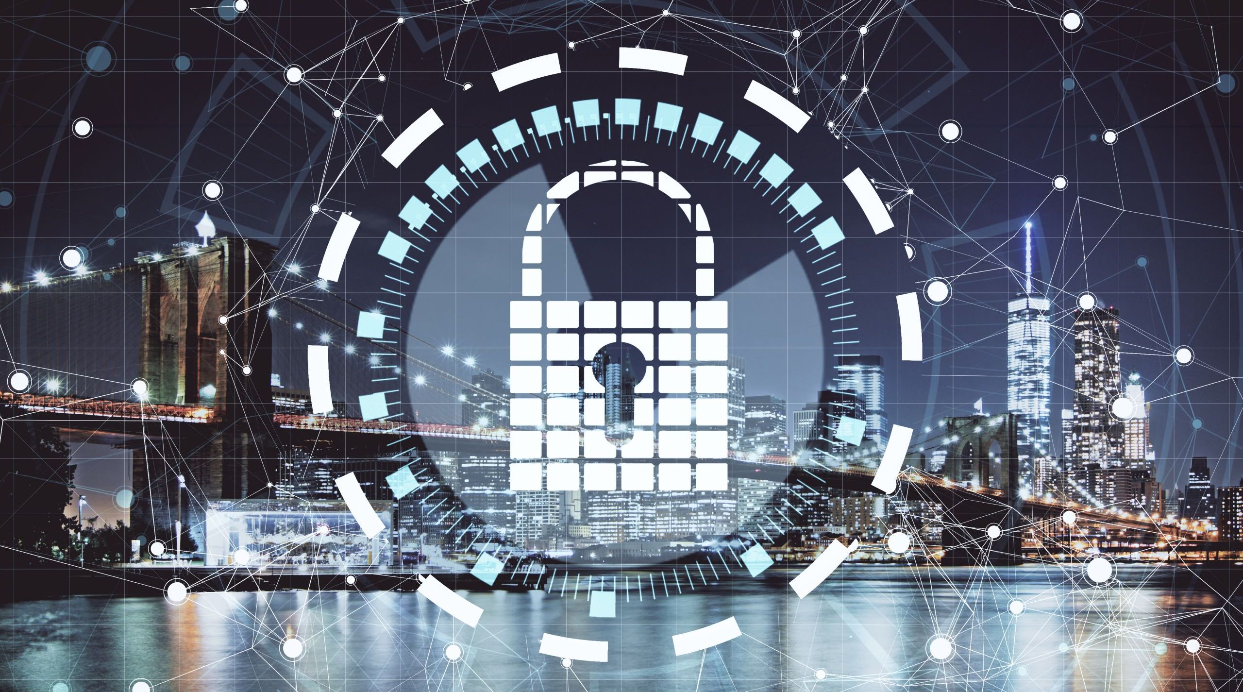 Abstract AI Interpretation with a padlock