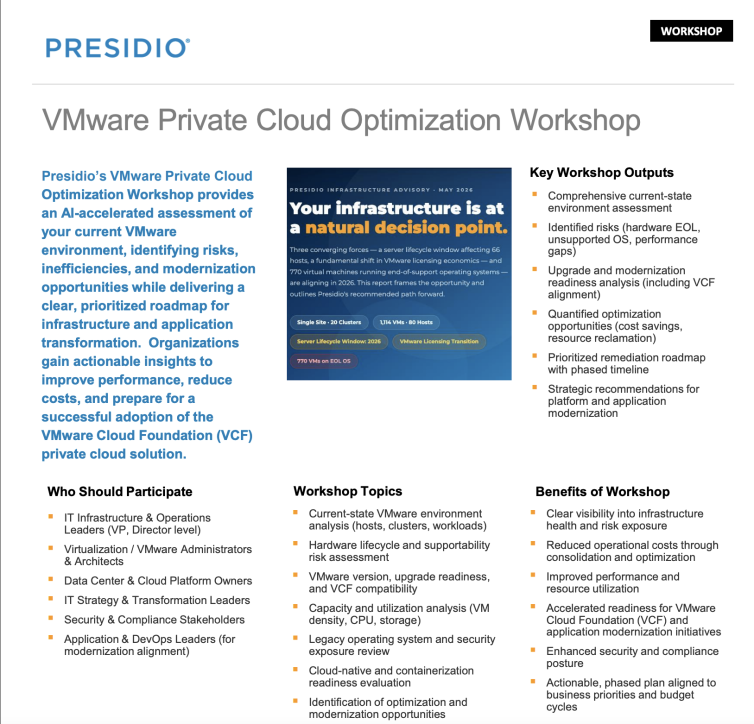VMware Private Cloud Optimization Workshop