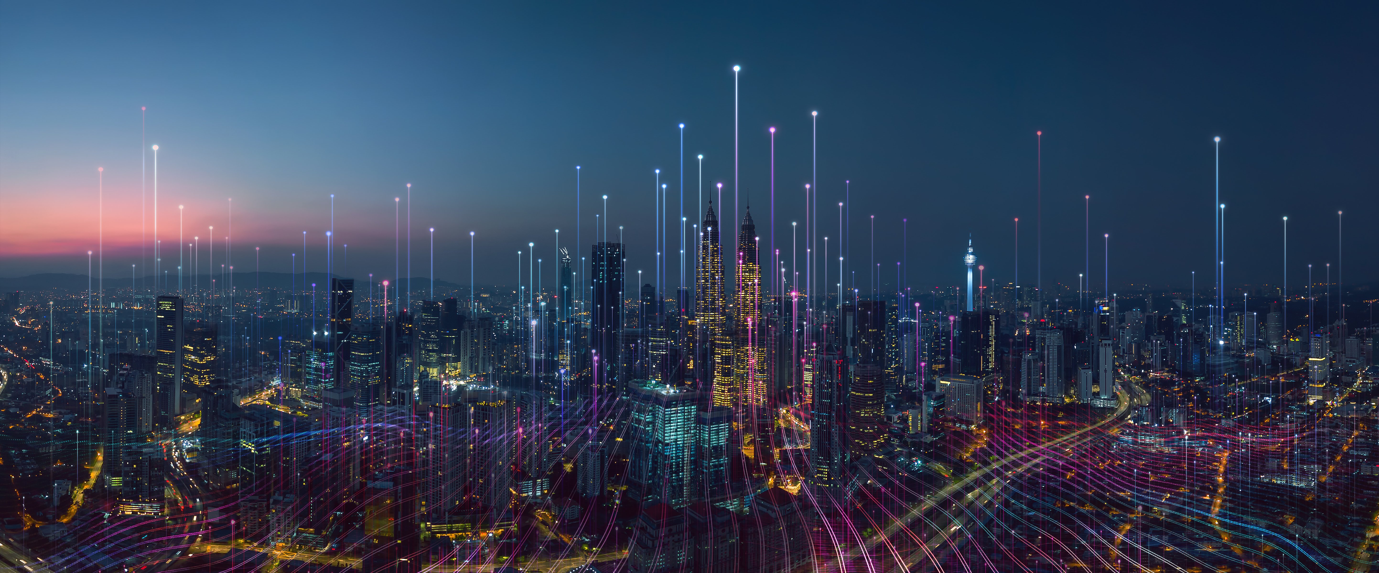 Blog background blue cityscape connected