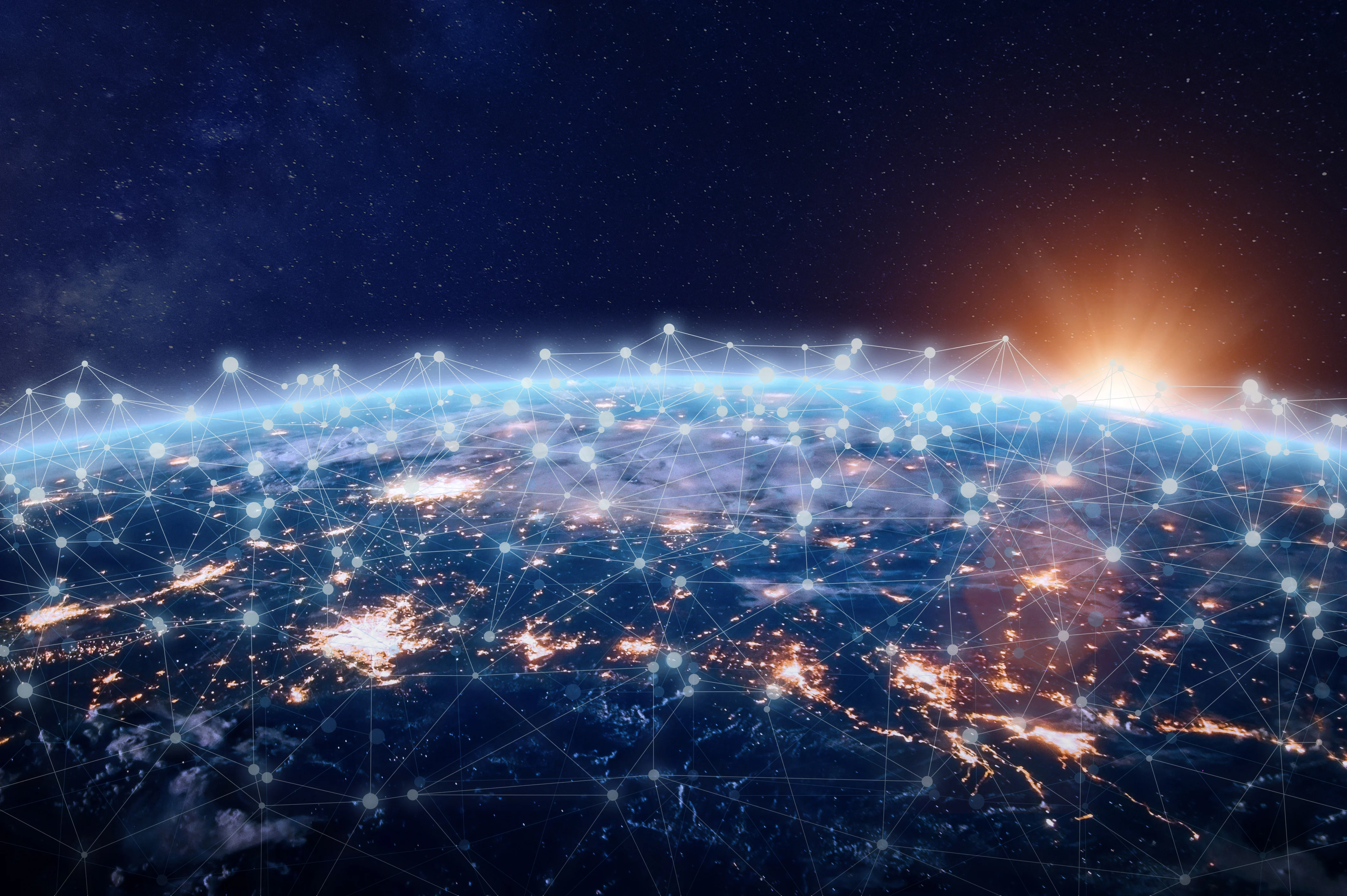 Blog background blue earth connected