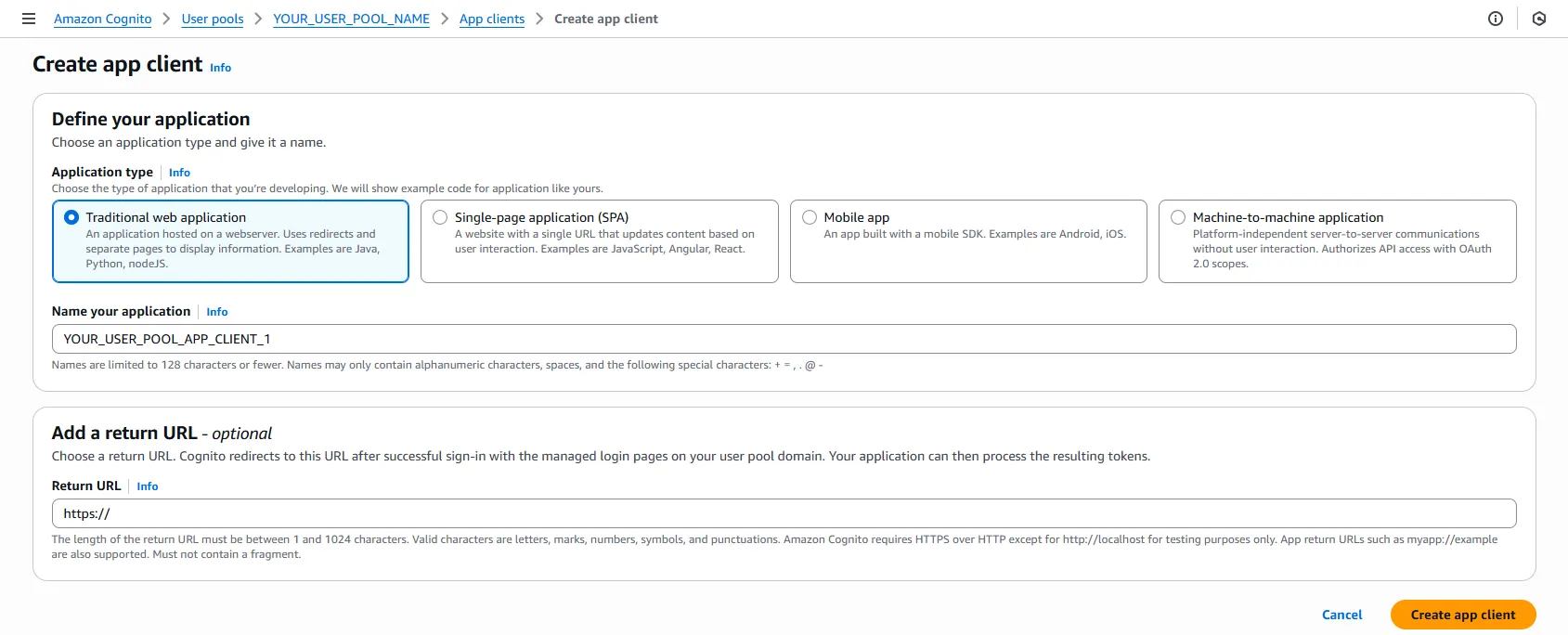 AWS — User Pool — App Client