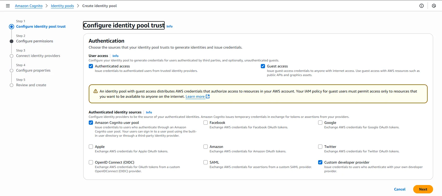 AWS — Identity Pool — Step 1