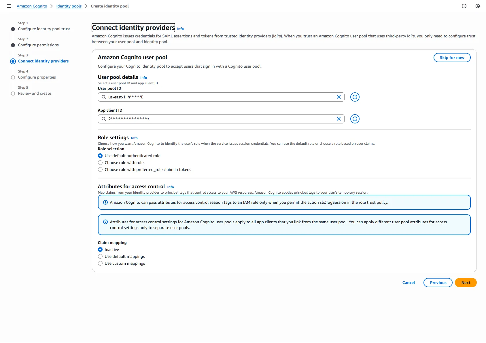 AWS — Identity Pool — Step 3