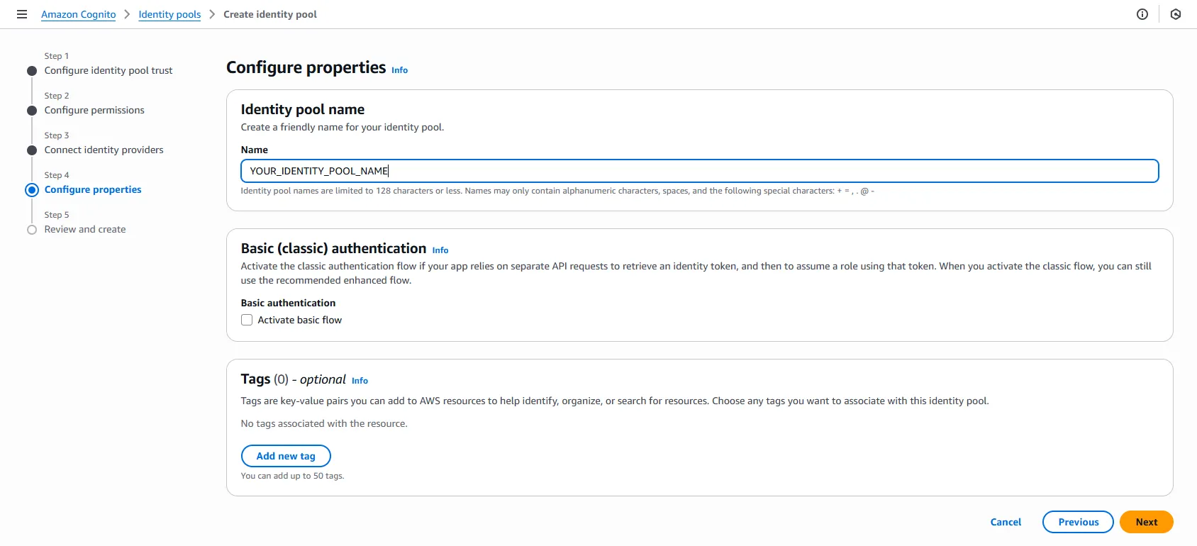 AWS — Identity Pool — Step 4