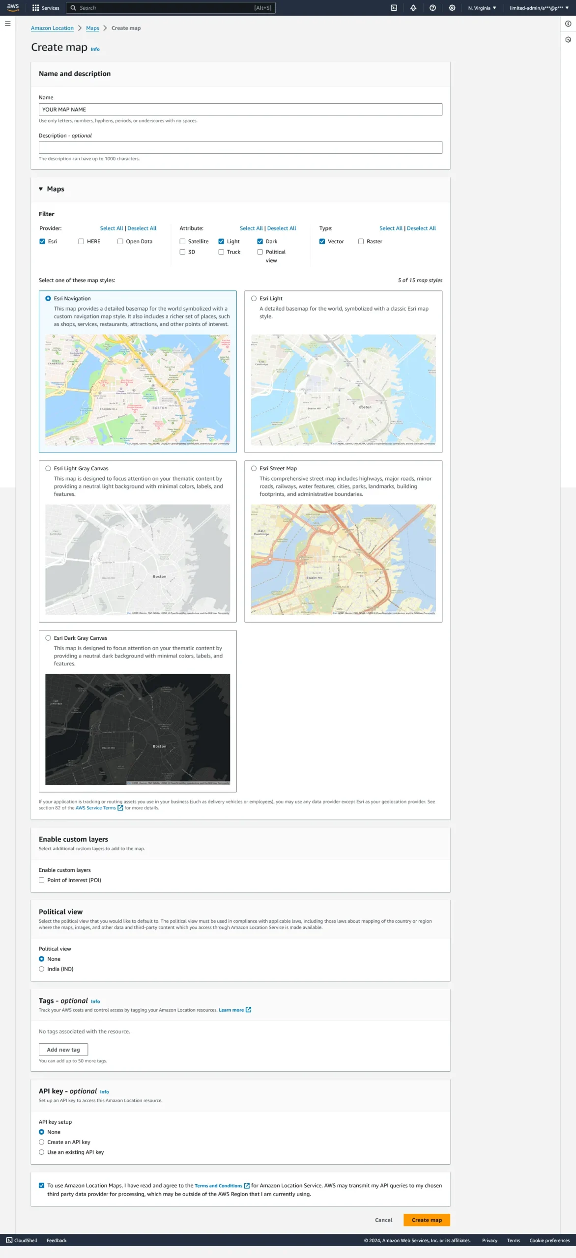 AWS — Map (Location Service)