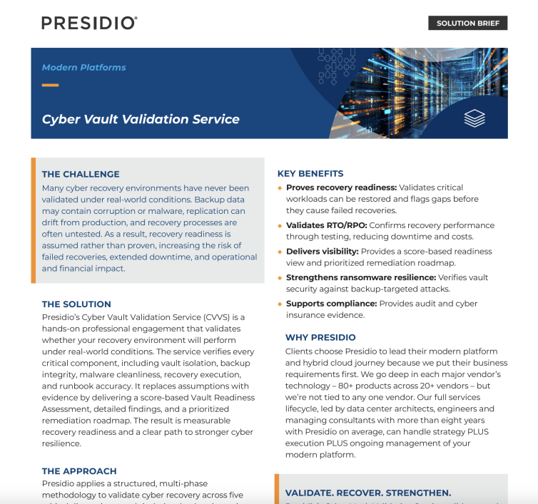 Cyber Vault Validation Service