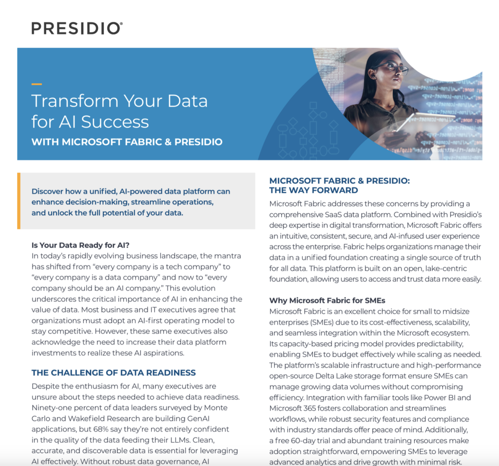 Transform Your Data for AI Success WITH MICROSOFT FABRIC & PRESIDIO