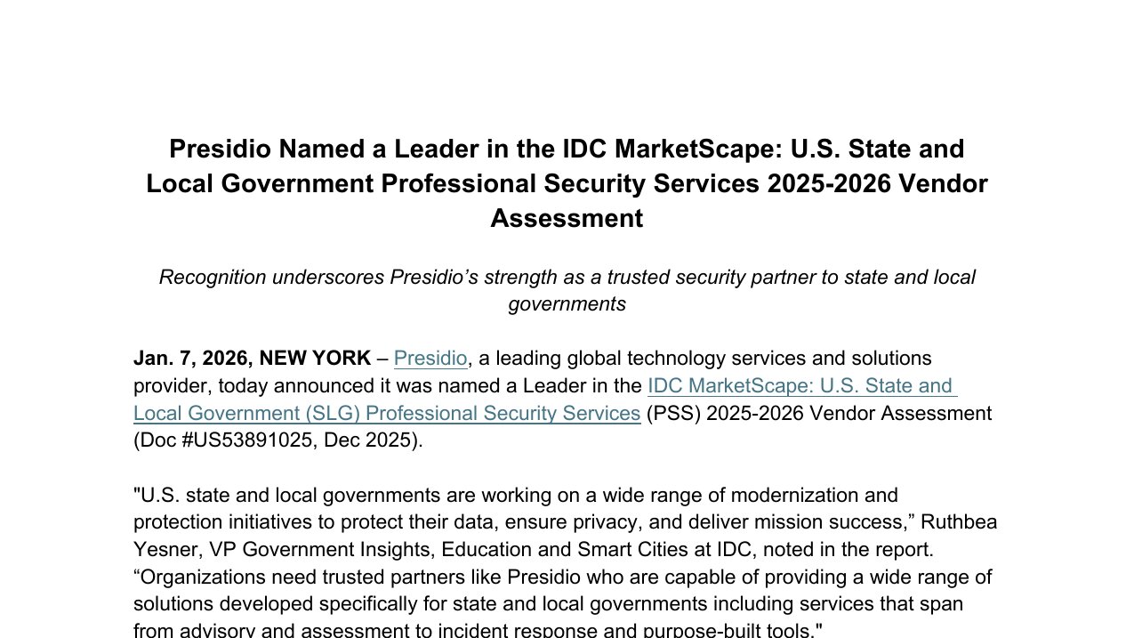 IDC MarketScape Presidio
