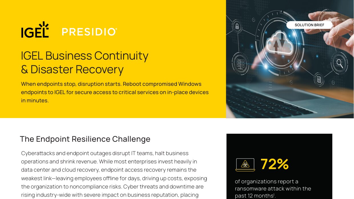 IGEL PresidioBusiness Continuity Disaster Recovery Brief