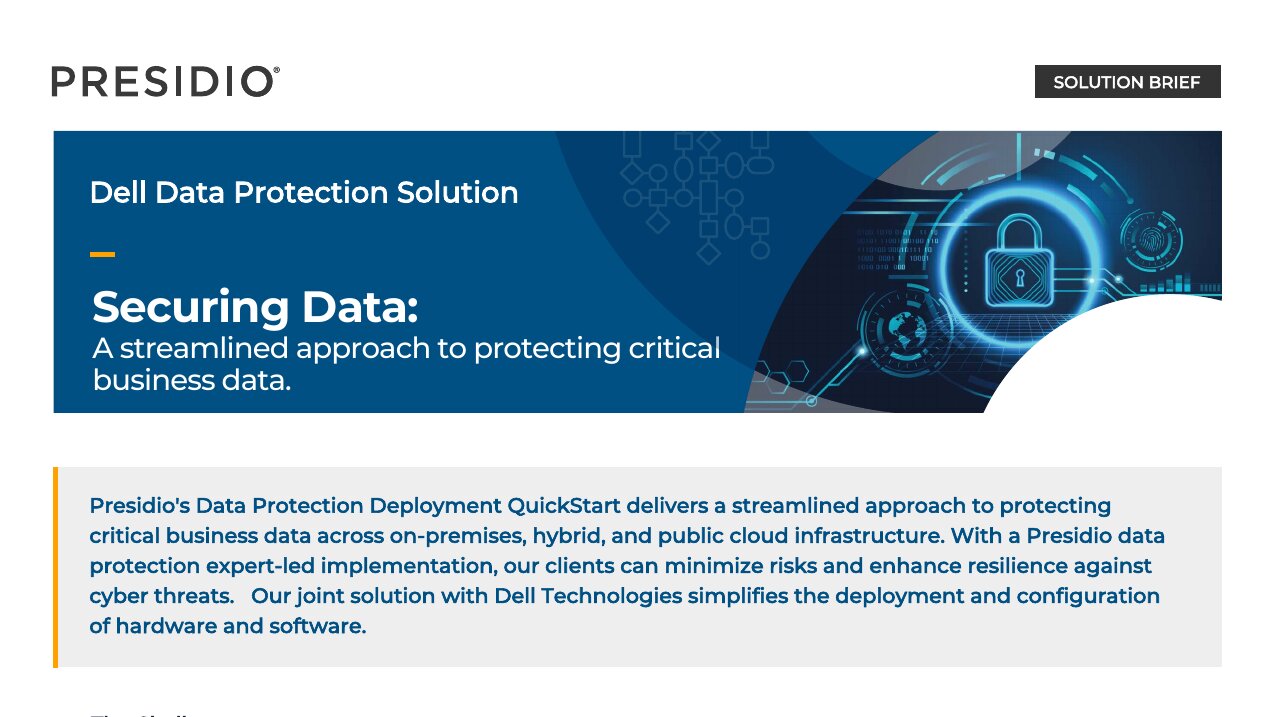 SERVICE BRIEFS Presidio Dell Data Protection Deployment QuickStart FINAL