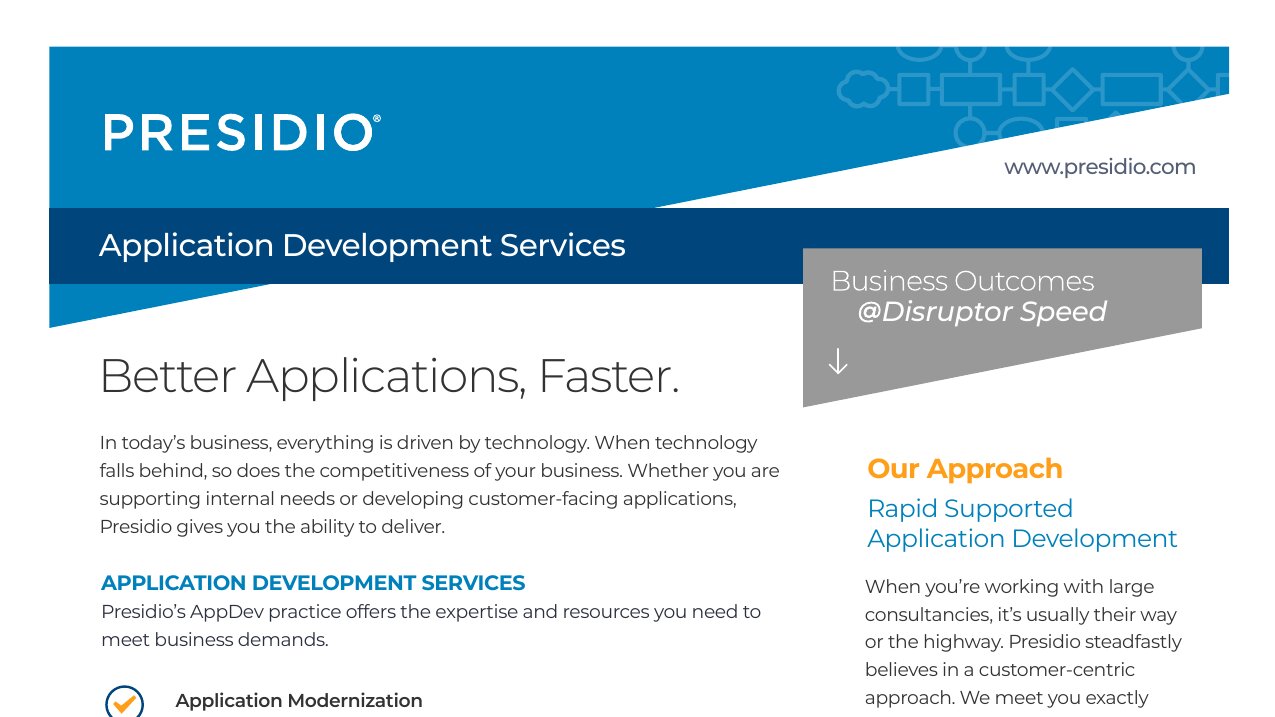 SOLUTION BRIEFS Presidio AppDev 1