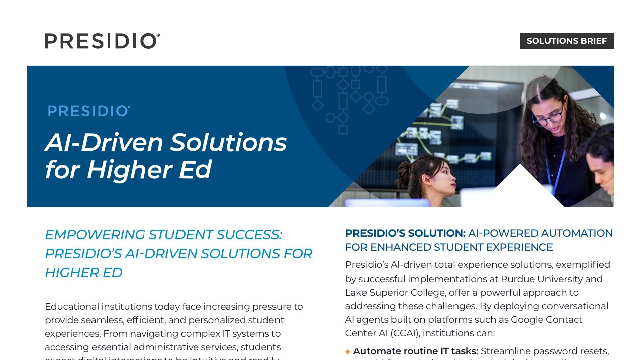SOLUTION BRIEFS Presidio Empowering Student Success AI Higher Ed